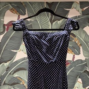 NWT Lulus polka dot high slit maxi dress